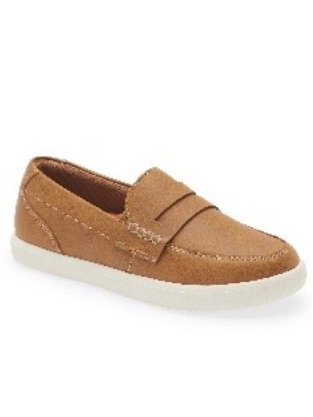 Nordstrom Kids Tan Suede-Look Penny Loafers with White Sole